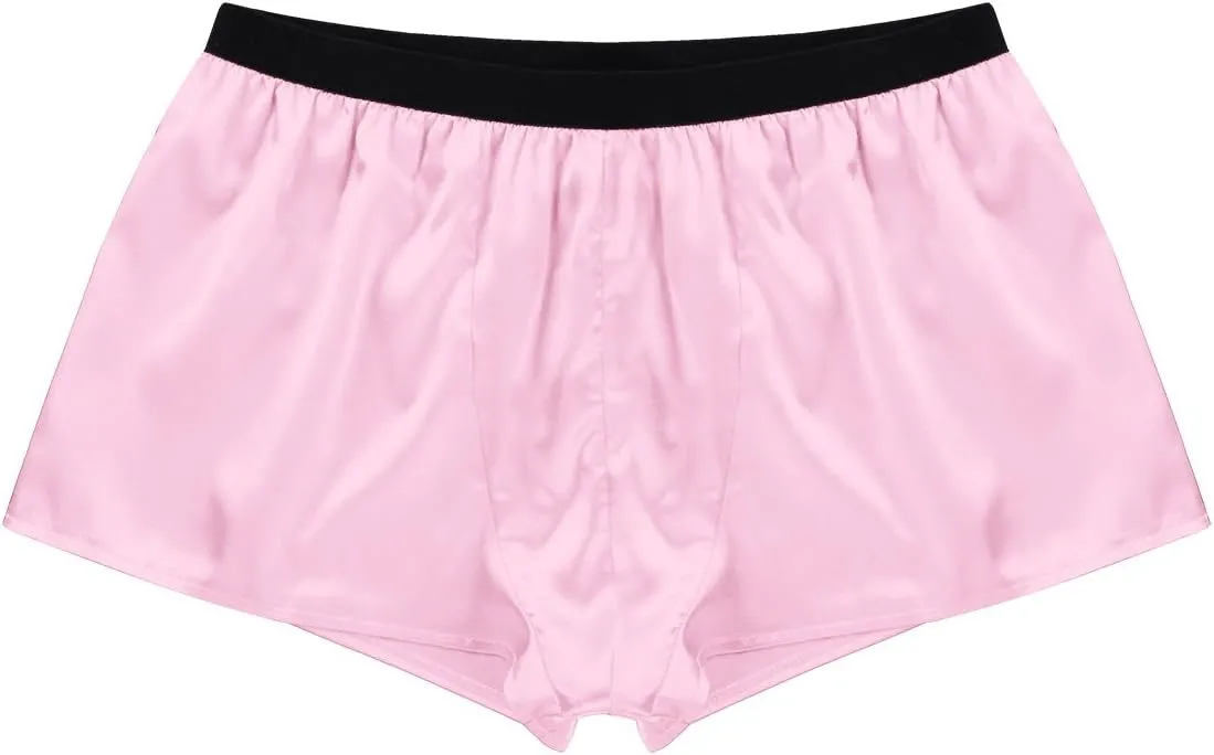 Men's Shiny Satin Boxer Shorts Silk Underwear Sleepwear Pajamas Shorts Beach Shorts