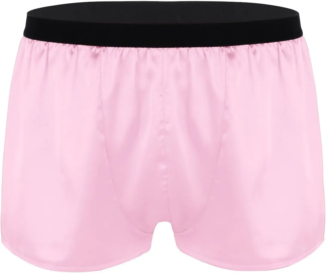 Men's Shiny Satin Boxer Shorts Silk Underwear Sleepwear Pajamas Shorts Beach Shorts