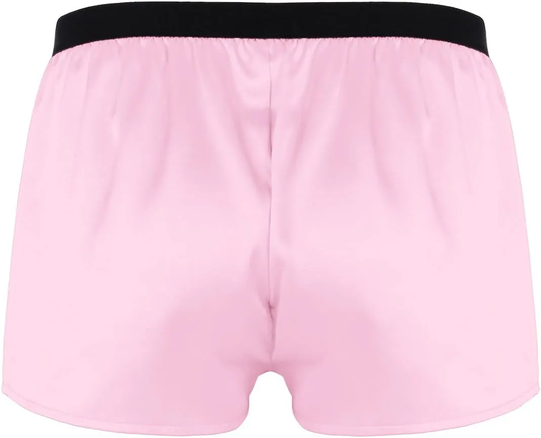 Men's Shiny Satin Boxer Shorts Silk Underwear Sleepwear Pajamas Shorts Beach Shorts