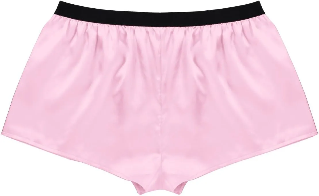 Men's Shiny Satin Boxer Shorts Silk Underwear Sleepwear Pajamas Shorts Beach Shorts