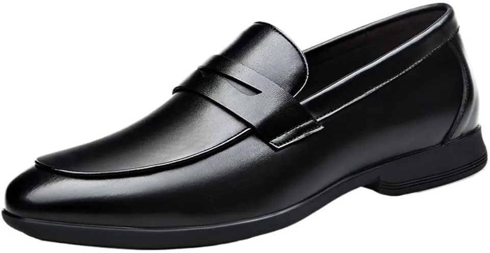 Mens Shoes Vegan Leather Round Toe Rubber Sole Slip Prom Slip-on