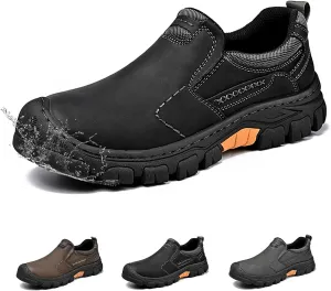 Men's Slip On Leather Loafers Casual Water-Resistant Sneakers for Men Lightweight Non Slip Comfortable Breathable Driving Shoes for Outdoor