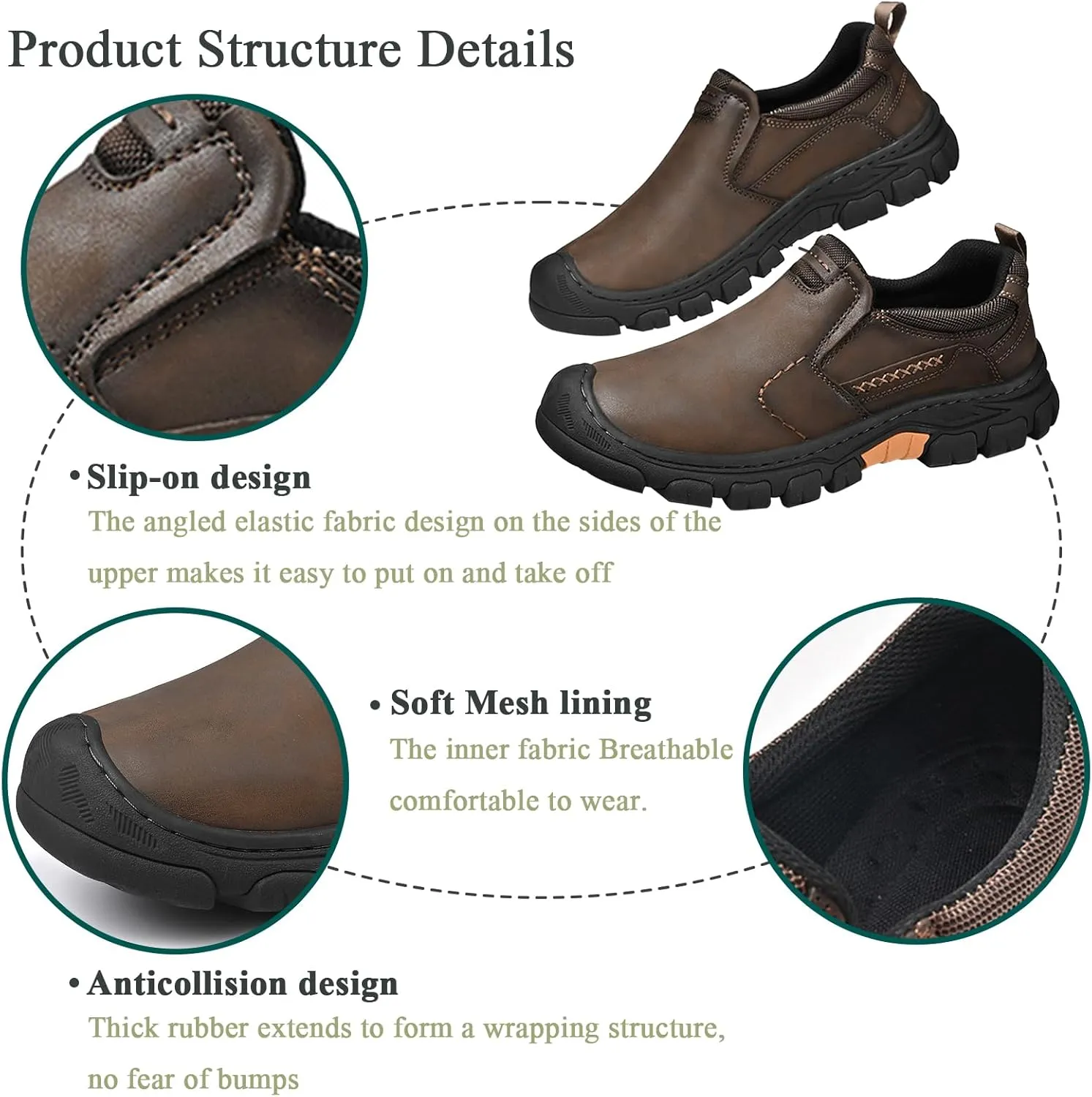 Men's Slip On Leather Loafers Casual Water-Resistant Sneakers for Men Lightweight Non Slip Comfortable Breathable Driving Shoes for Outdoor