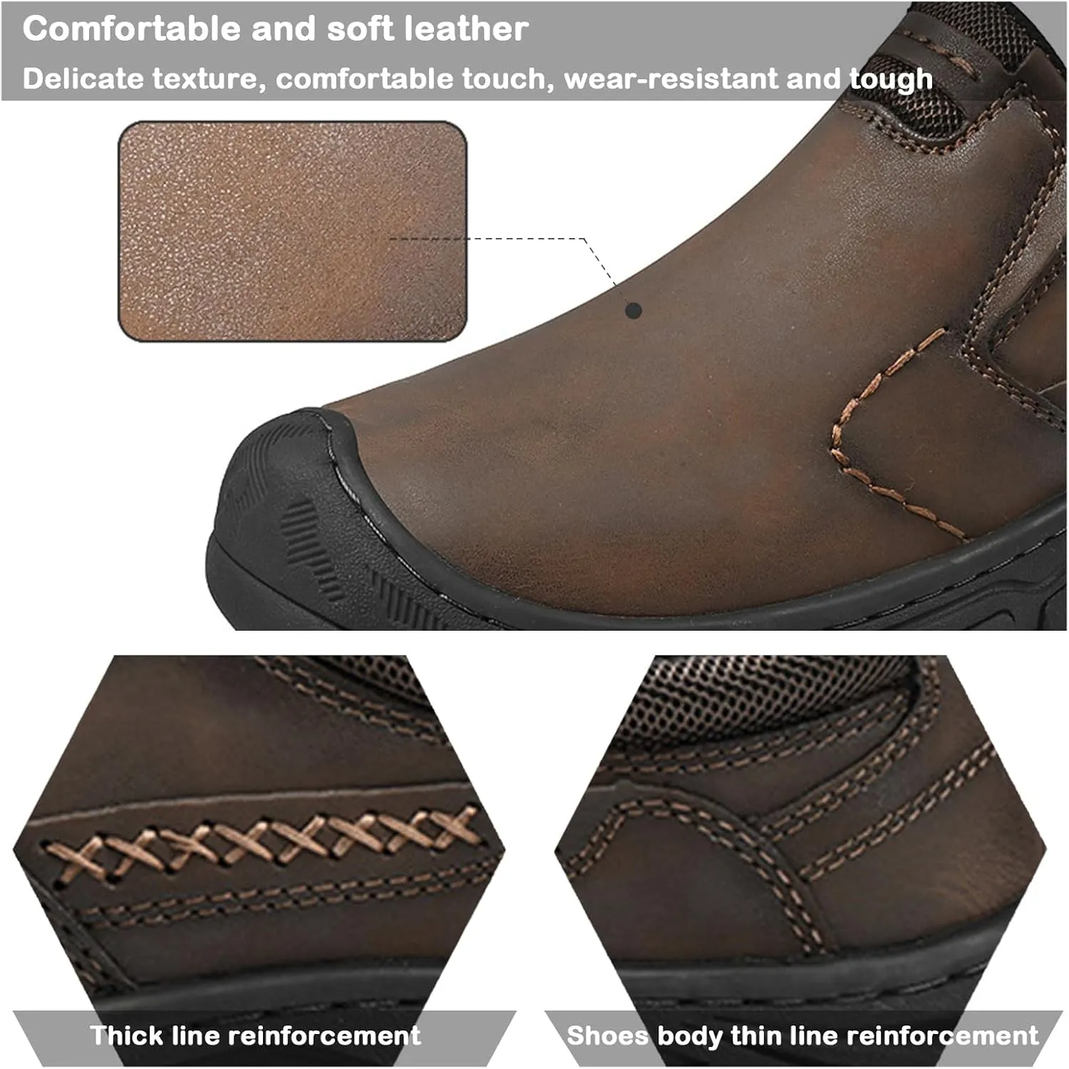 Men's Slip On Leather Loafers Casual Water-Resistant Sneakers for Men Lightweight Non Slip Comfortable Breathable Driving Shoes for Outdoor