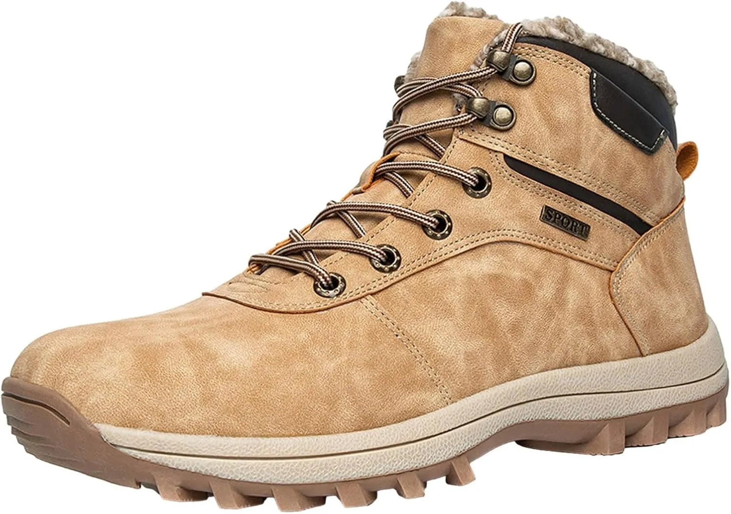 Men's Snow Boots Winter Boots Waterproof Fully Fur Lined Booties Slip on Outdoor Ankle Boots Lace Up Lightweight Walking Hiking Boots
