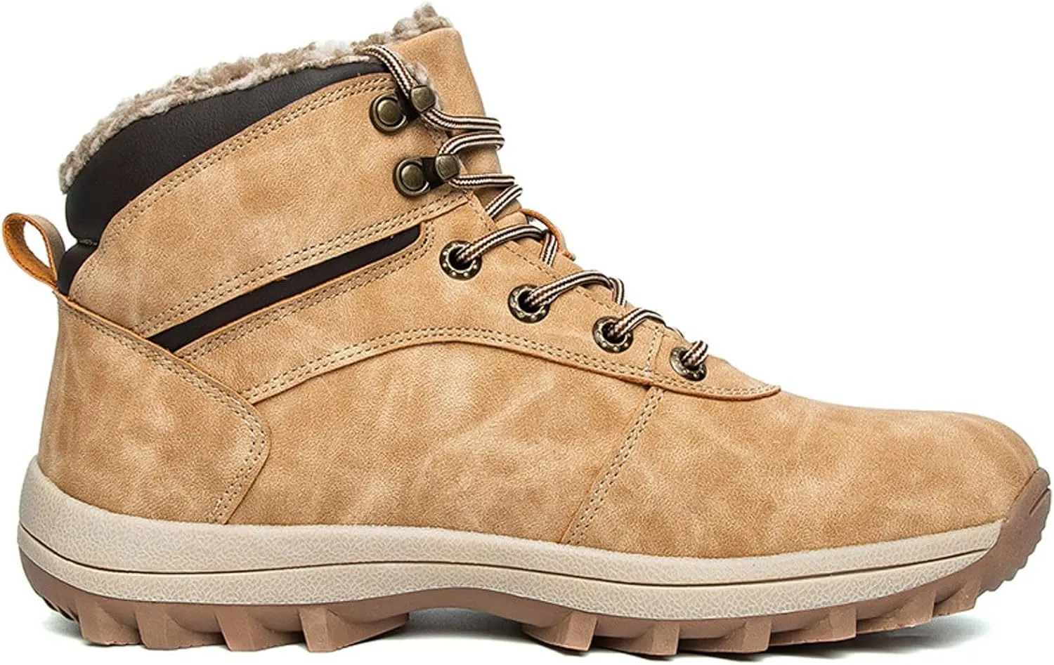 Men's Snow Boots Winter Boots Waterproof Fully Fur Lined Booties Slip on Outdoor Ankle Boots Lace Up Lightweight Walking Hiking Boots