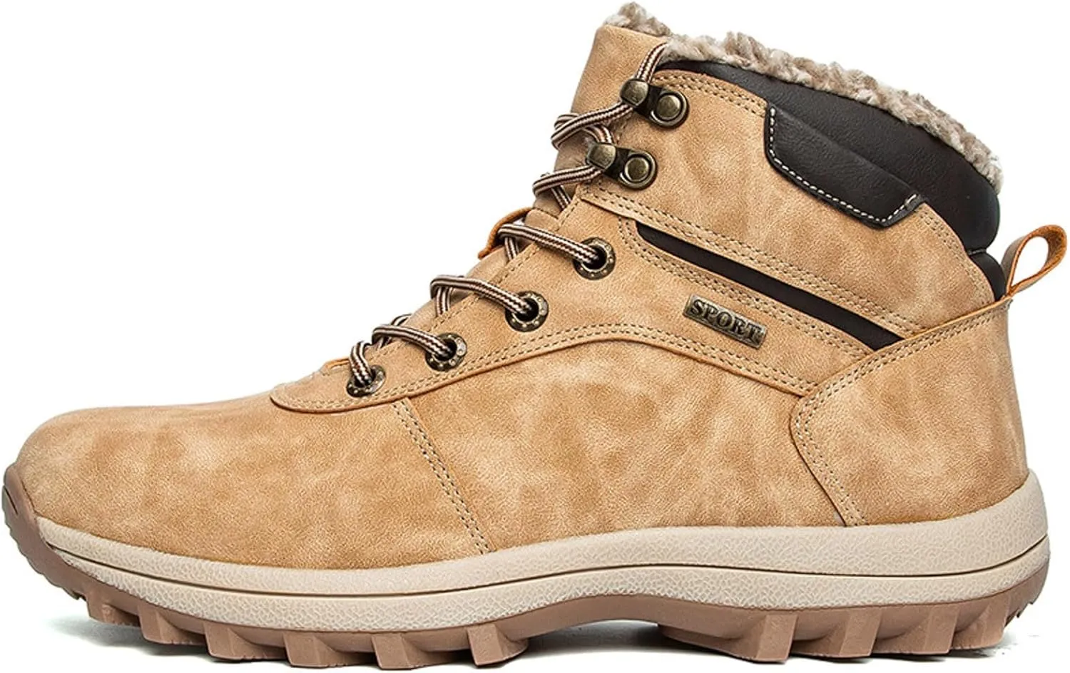Men's Snow Boots Winter Boots Waterproof Fully Fur Lined Booties Slip on Outdoor Ankle Boots Lace Up Lightweight Walking Hiking Boots