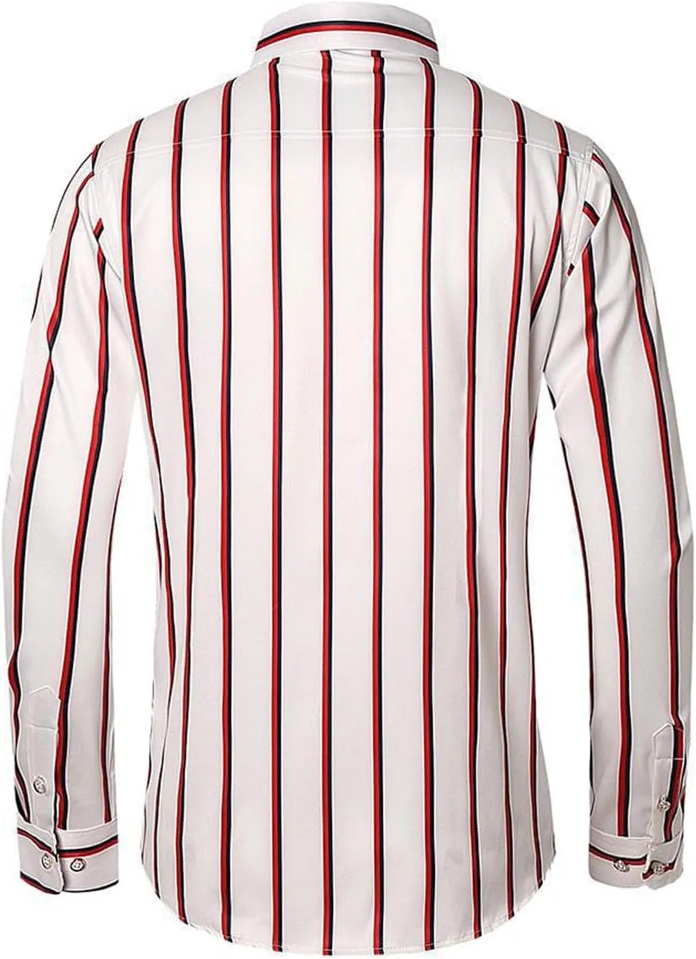Men's Striped Cotton Shirts Fashion Long Sleeve Button Down Dress Shirt Casual Compression Business Work Blouses