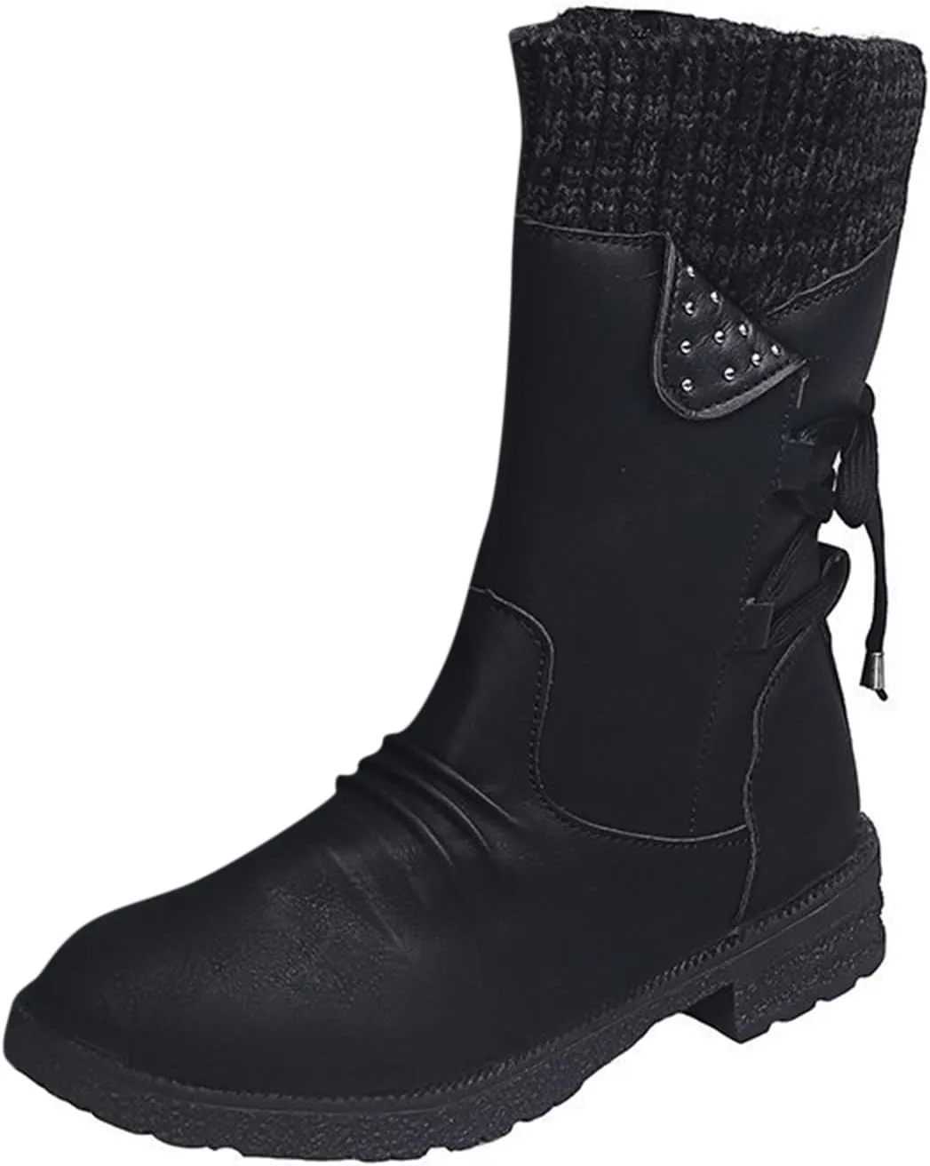 Mid Boots Up for Women Shoes Lace Calf Vintage Heels Thick Casual Boots Retro Women's Boots Dress Snow Boots Women