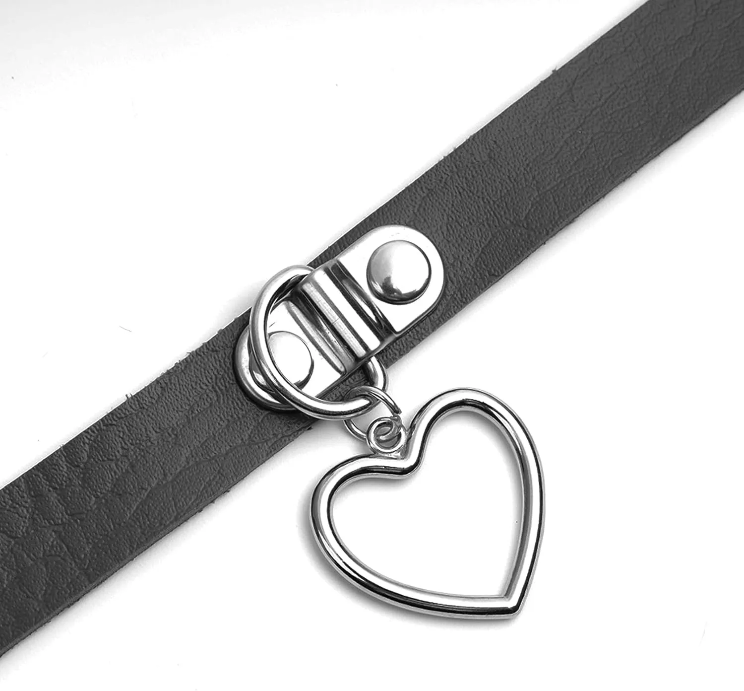 MILAKOO Heart Shape with Chains Pu Choker for Women Goth Costume Accessory Necklace Adjustable