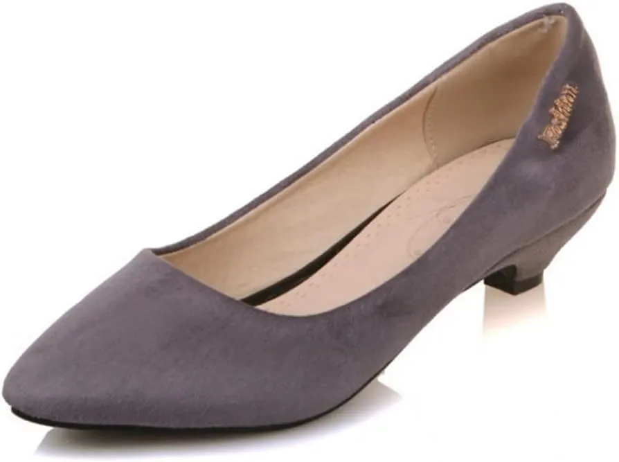 MIOKE Women's Pointed Toe Comfort Kitten Low Heel Pumps Suede Slip On Loafer Casual Daily Office Dress Shoes