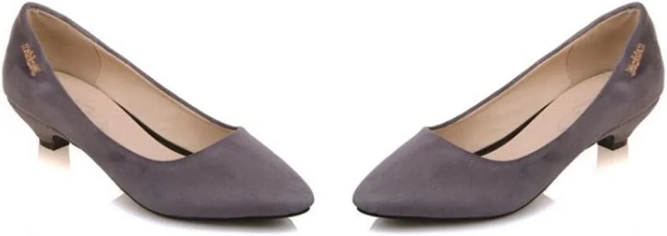 MIOKE Women's Pointed Toe Comfort Kitten Low Heel Pumps Suede Slip On Loafer Casual Daily Office Dress Shoes