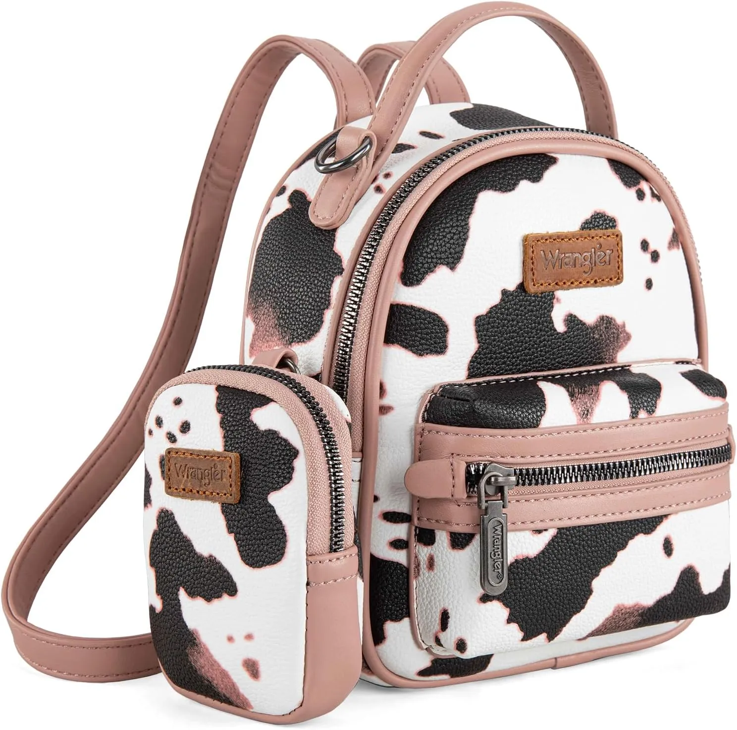Montana West Wrangler Mini Backpack Cute Cow Print Backpack Purse for Girls and Women, Pink WG133-8600PK