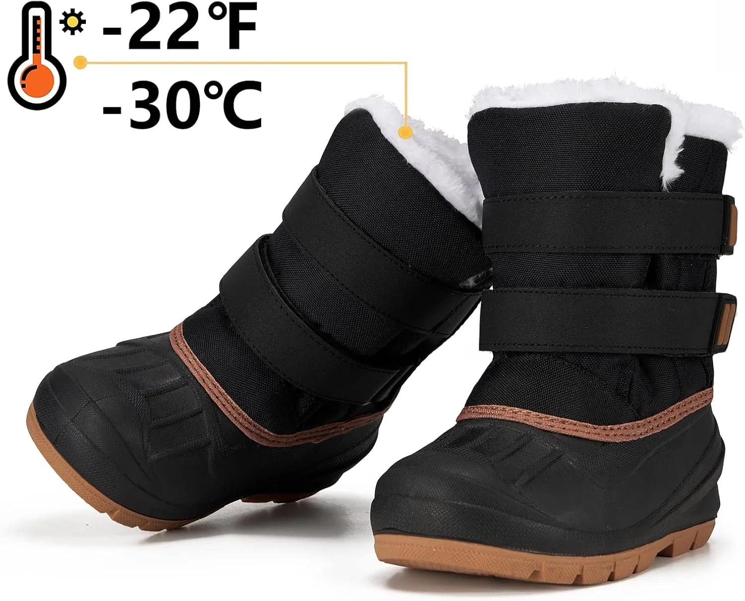 MORENDL Toddler Winter Snow Boots Waterproof Insulated Faux Fur Boys Girls Hiking Boots (Toddler/Little Kid)