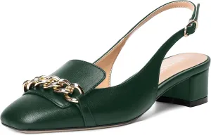 MOVINSTEPS Womens Square Toe Matte Buckle Wedding Metal Solid Dress Adjustable Strap Block Low Heel Pumps Shoes 1.5 Inch