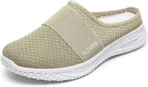 Mules Clogs for Women Diabetic Air-Cushion Slip-On Walking Shoes Lightweight Platform Mesh Mules Sneaker Sandals Orthopedic Slippers Backless Sneakers