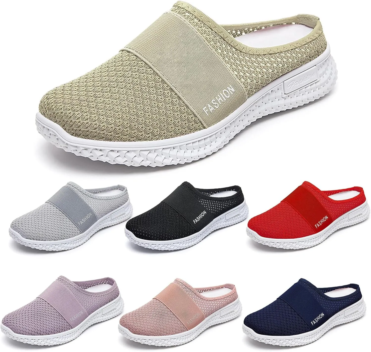 Mules Clogs for Women Diabetic Air-Cushion Slip-On Walking Shoes Lightweight Platform Mesh Mules Sneaker Sandals Orthopedic Slippers Backless Sneakers