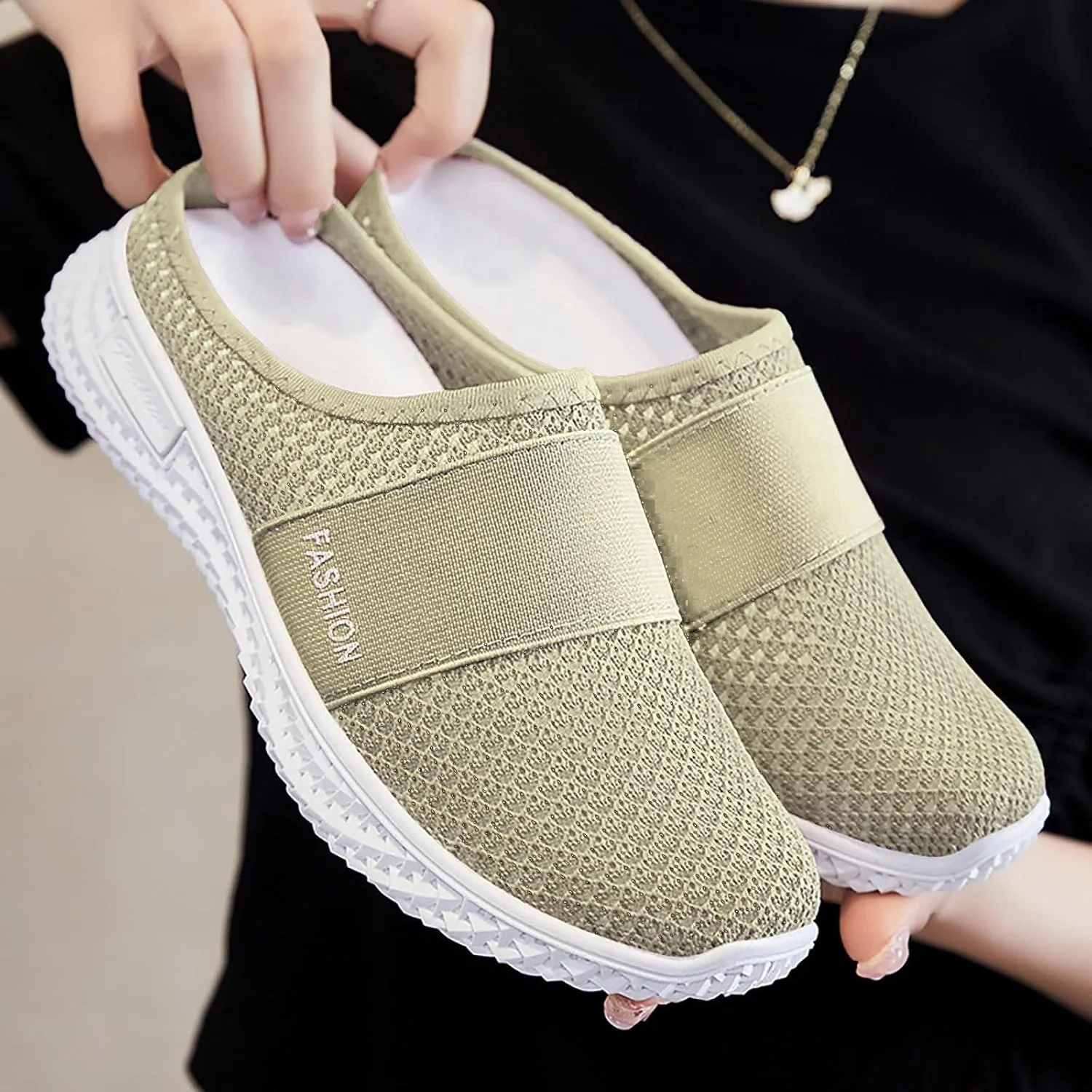 Mules Clogs for Women Diabetic Air-Cushion Slip-On Walking Shoes Lightweight Platform Mesh Mules Sneaker Sandals Orthopedic Slippers Backless Sneakers