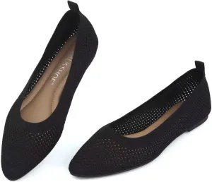 MUSSHOE Flats for Women Comfortable Mesh Women's Flats Knit Memory Foam Pointed Toe Flats Shoes Women