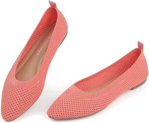 MUSSHOE Flats for Women Comfortable Mesh Women's Flats Knit Memory Foam Pointed Toe Flats Shoes Women