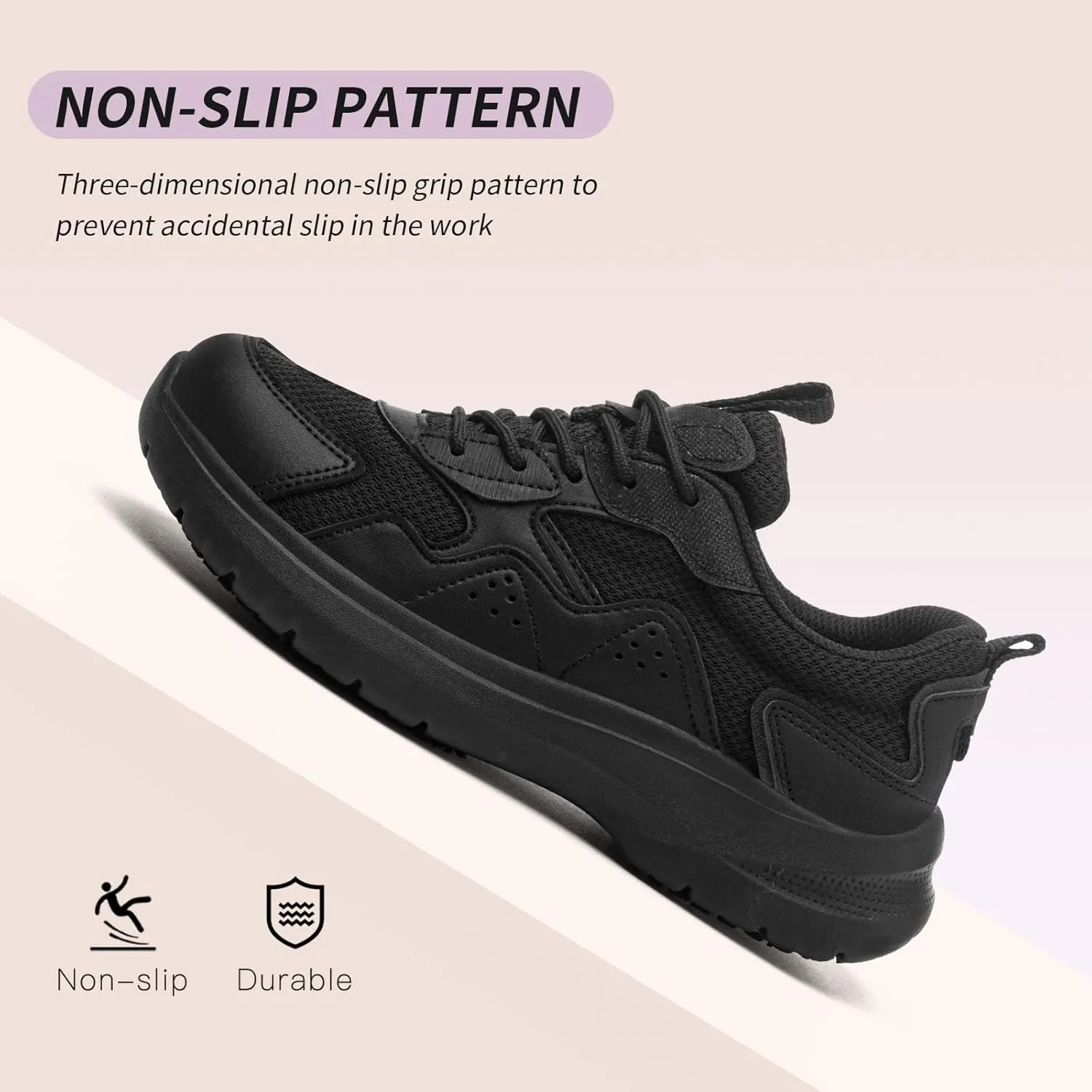 Non Slip Work Shoes Women Food Service-Lightweight and Comfortable Lace Up Shoe Suitable for Restaurants and Crew Work
