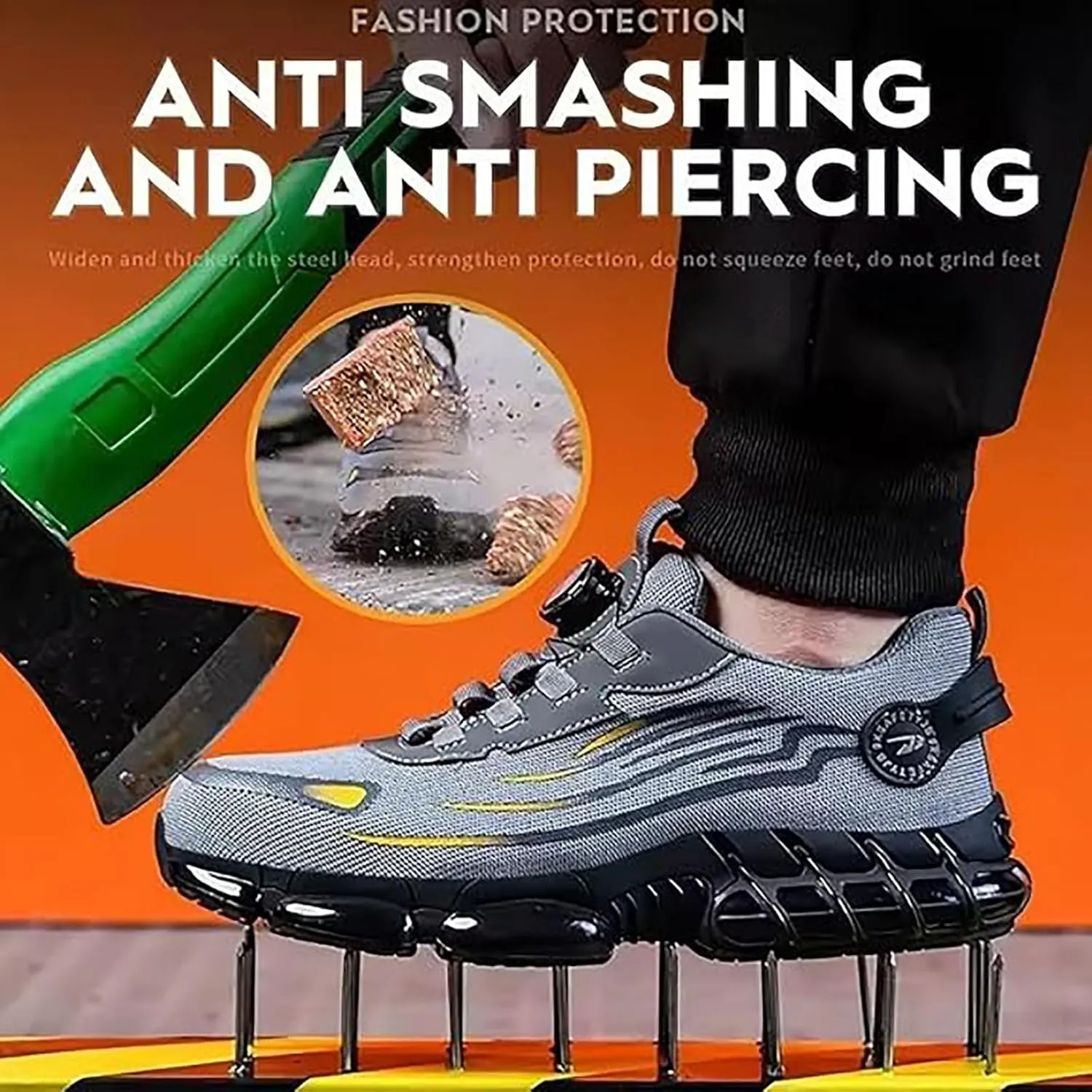 Noozier Safety Shoes, Noozier Safety Shoes Mens Steel Toe, Velva Secured Shoe, Comfortable Puncture Proof Sneakes Boots Air Cushion