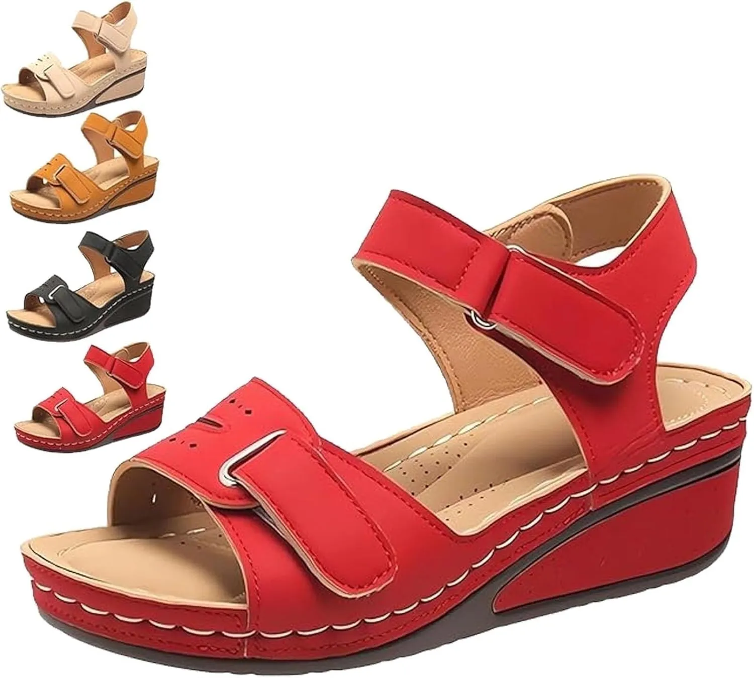 Novafortress Soft & Stylish Wedge Sandals For Effortless Comfort, Women Leather Orthopedic Walking Platform Sandals