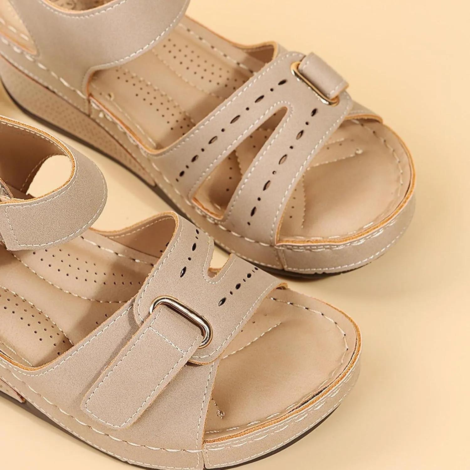 Novafortress Soft & Stylish Wedge Sandals For Effortless Comfort, Women Leather Orthopedic Walking Platform Sandals