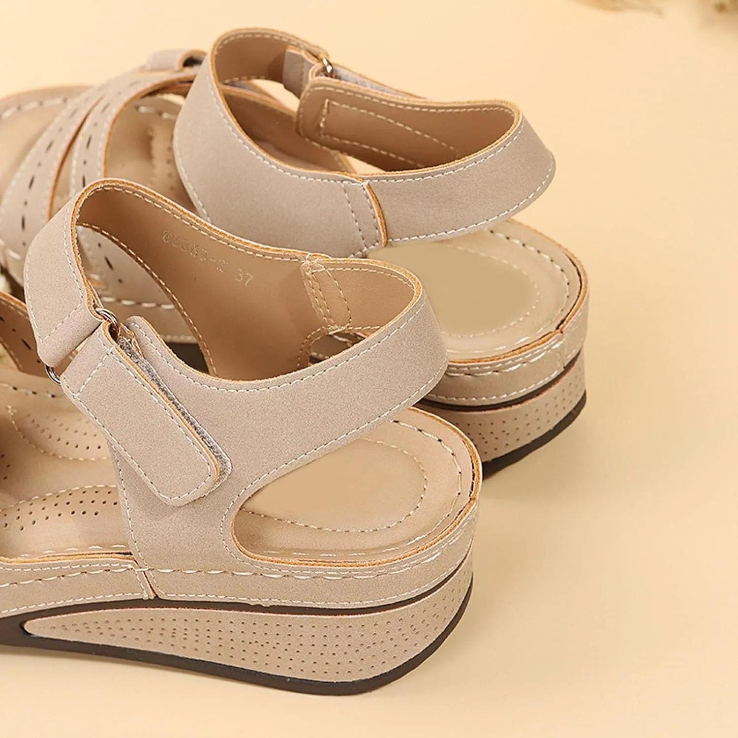 Novafortress Soft & Stylish Wedge Sandals For Effortless Comfort, Women Leather Orthopedic Walking Platform Sandals