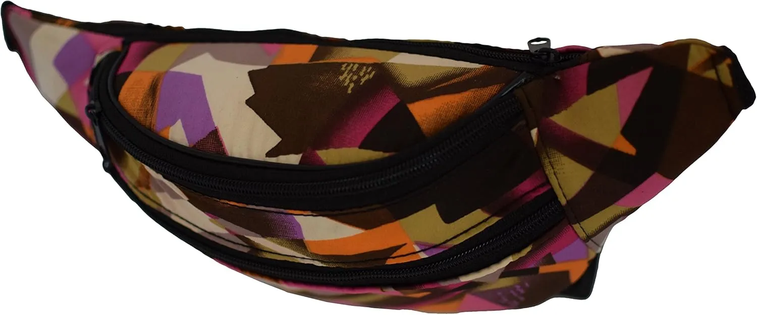 Nylon Fanny Pack Pouch Waist Bag Slim Design Hiking Camping Outdoors Traveling (Abstract)