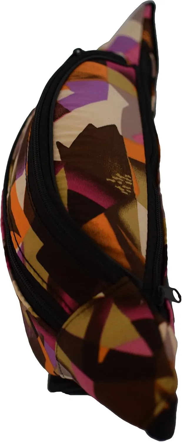 Nylon Fanny Pack Pouch Waist Bag Slim Design Hiking Camping Outdoors Traveling (Abstract)