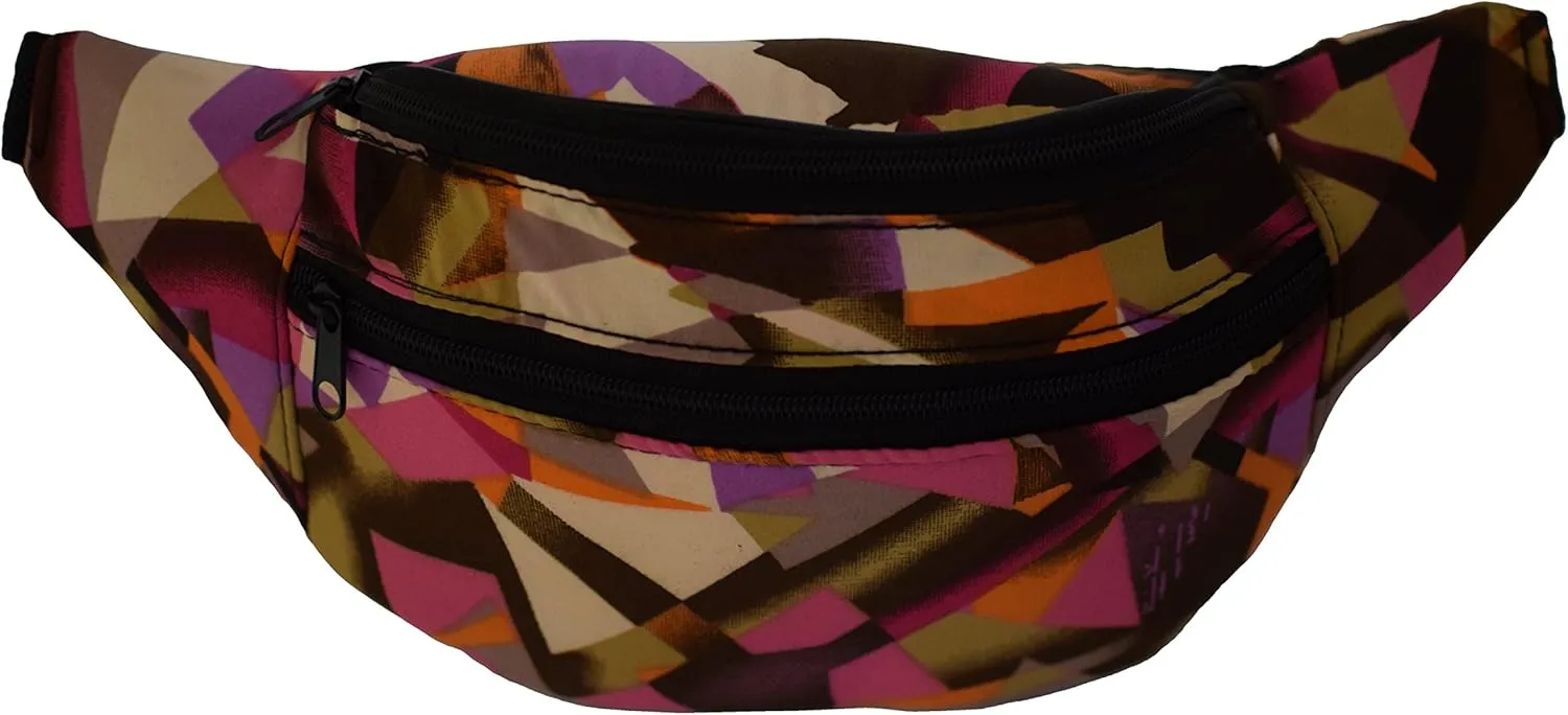 Nylon Fanny Pack Pouch Waist Bag Slim Design Hiking Camping Outdoors Traveling (Abstract)