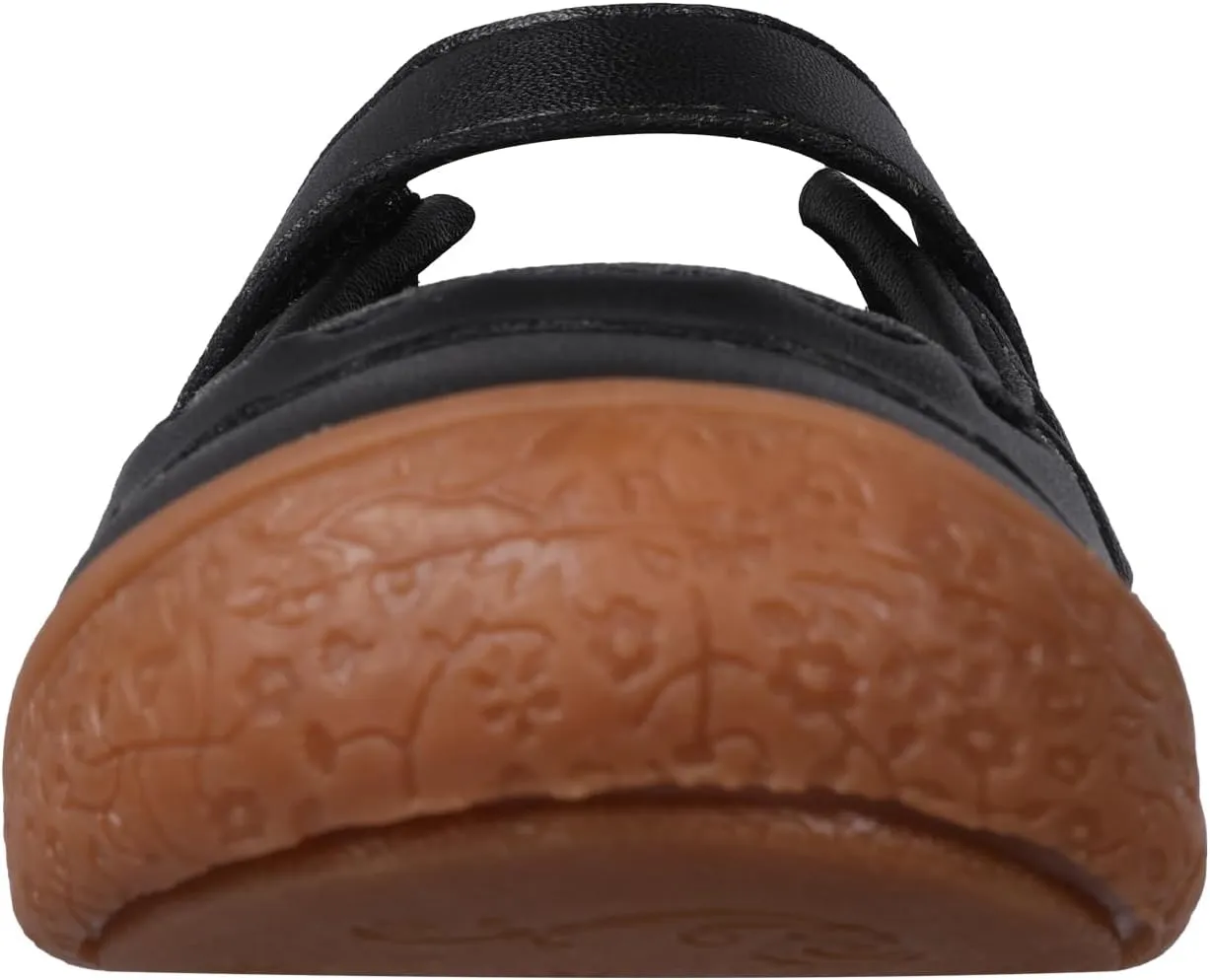 Oomphies Amina Leather Mary Jane Shoes for Girls  Ruffled Dress Shoes with Hook & Loop Closure, Soft Cushion Footbed