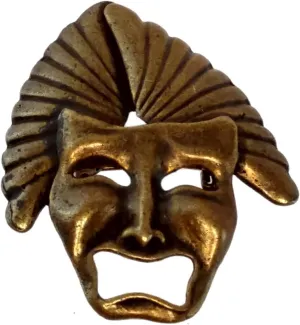 Orion Theater Drama Mask Brass Tragedy Fan Headdress Brooch Pin Fashion Brooch for Women Trendy Accessories for Women Stylish Additions