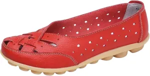 Orthopedic Sandals for Women Loafers Dress Shoes Summer Casual Slip-On Shoes Breathable Leather Comfortable Hollow Soft Flats Sandals Closed Toe Low Heel Flat Shoe Breathable Casual Outdoor Shoe