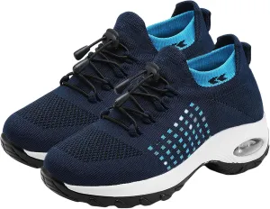 Orthopedic Sneakers for Women Men Adjustable Elastic Strap Trainers Shoes,Lightweight Breathable Damping Air Cushion Sneakers Non-Slip Platform Waterproof Comfort Soles Sports Shoes with Arch Support
