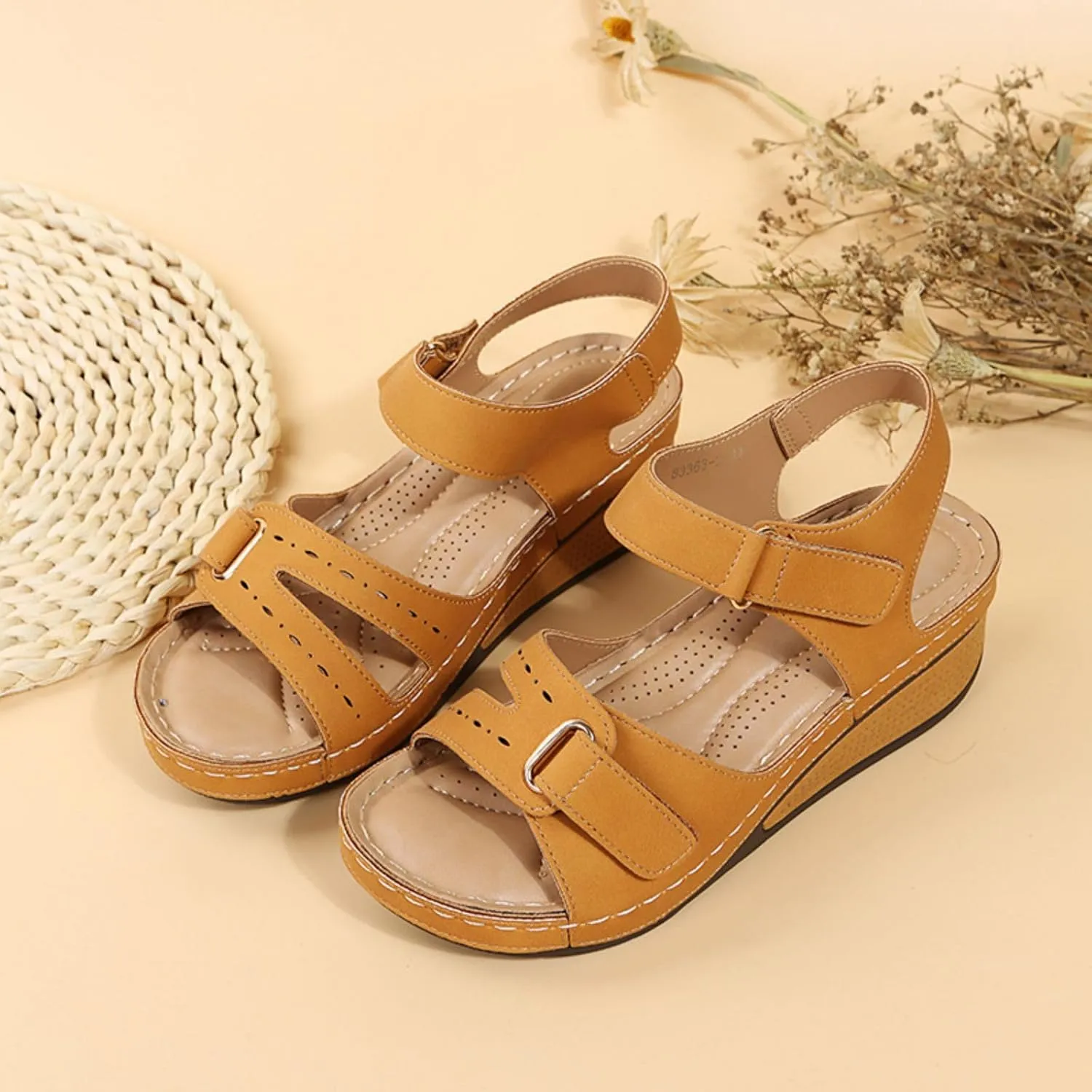 Orthopedic Wedge Sandals for Women 2025 - Fashion Wedge Sandals with Ankle Strap Comfortable Outdoor Shoes Beach Boho Vacation Platform Sandal