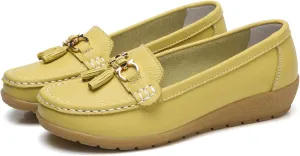 Orthopedic Women Breathable Leather Loafers Slip On Comfortable Walking Shoes for Work Casual Wear with Arch