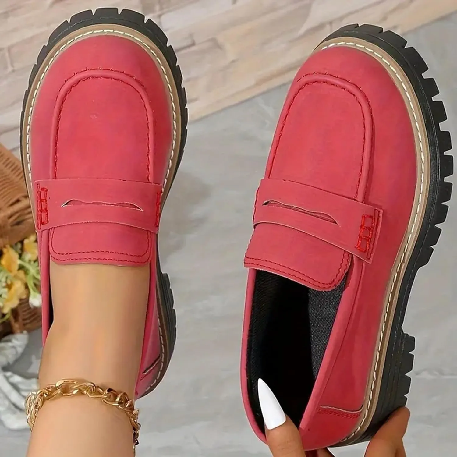 Orthoture-Orthopedic Platform Loafers Womens Round Toe Walking Shoes Comfort Lightweight Shoes Slip-on Casual Shoes