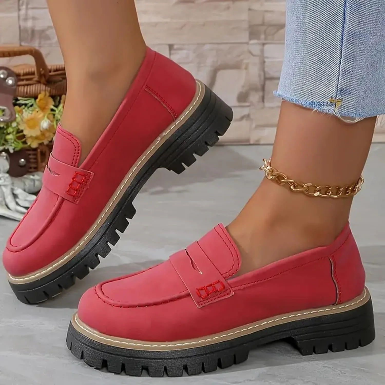 Orthoture-Orthopedic Platform Loafers Womens Round Toe Walking Shoes Comfort Lightweight Shoes Slip-on Casual Shoes