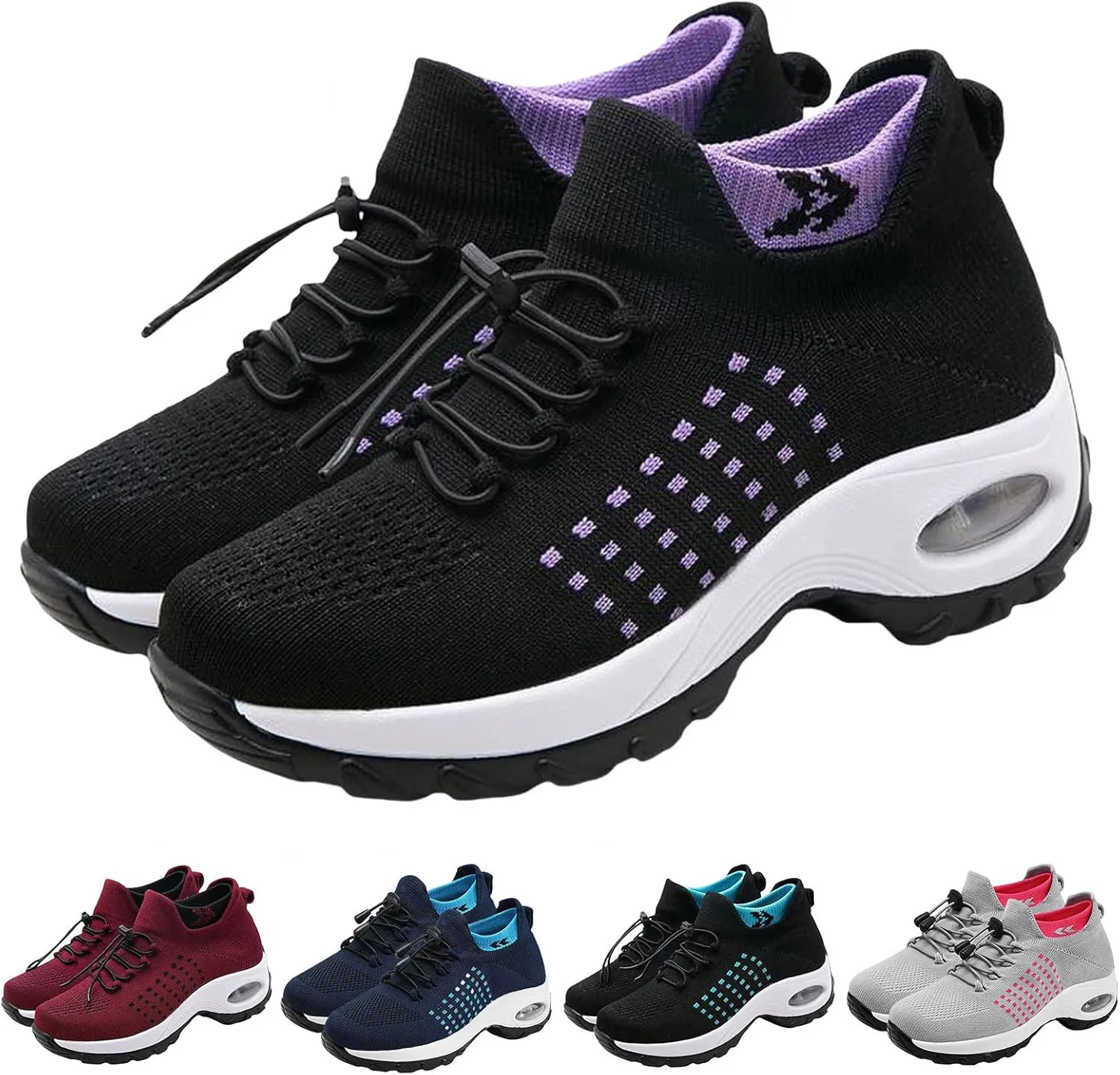 Orthowear Shoes for Women Lightweight Comfortable Stretch Cushion Sneakers Athletic Mesh Hollow Out Platform Loafers Slip On Air Wear Nurse Shoes
