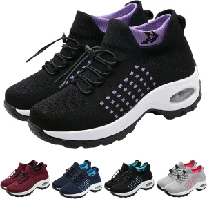Orthowear Shoes for Women Lightweight Comfortable Stretch Cushion Sneakers Athletic Mesh Hollow Out Platform Loafers Slip On Air Wear Nurse Shoes
