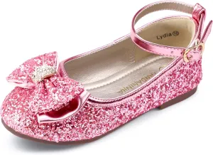 PANDANINJIA Girls Dress Shoes, Girls Flats Mary Jane Princess Shoes Wedding Party School Flower Ballet Shoes for Girls Kids Toddler