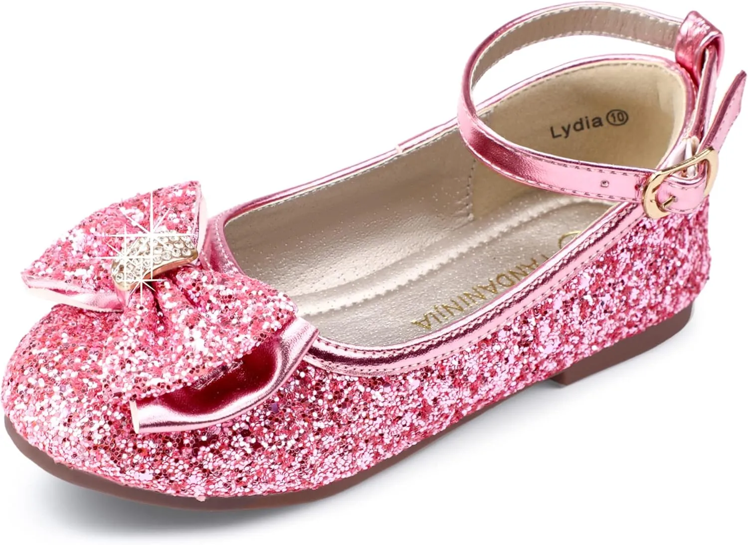 PANDANINJIA Girls Dress Shoes, Girls Flats Mary Jane Princess Shoes Wedding Party School Flower Ballet Shoes for Girls Kids Toddler