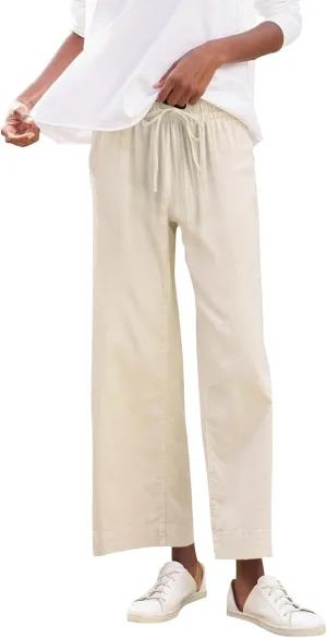 Pants for Women Wide Leg Loose High Rise Beach Baggy Pants 2025 Button Cropped Summer Pocket Solid Trouser Resort Wear