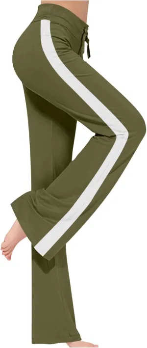 Pants for Women Yoga Pants Women Cotton Straight Wide Leg Drawstring Elastic Waist Lounge Trouser Women's Clothing