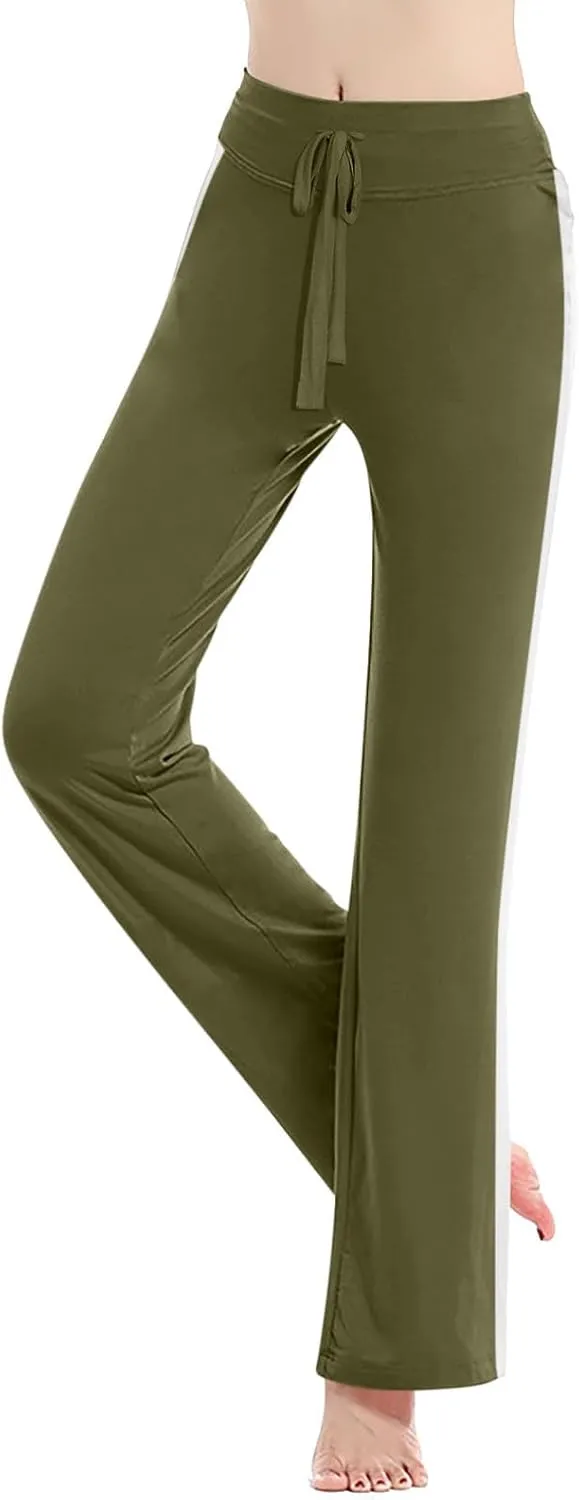Pants for Women Yoga Pants Women Cotton Straight Wide Leg Drawstring Elastic Waist Lounge Trouser Women's Clothing