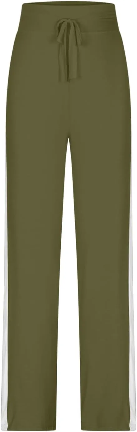 Pants for Women Yoga Pants Women Cotton Straight Wide Leg Drawstring Elastic Waist Lounge Trouser Women's Clothing
