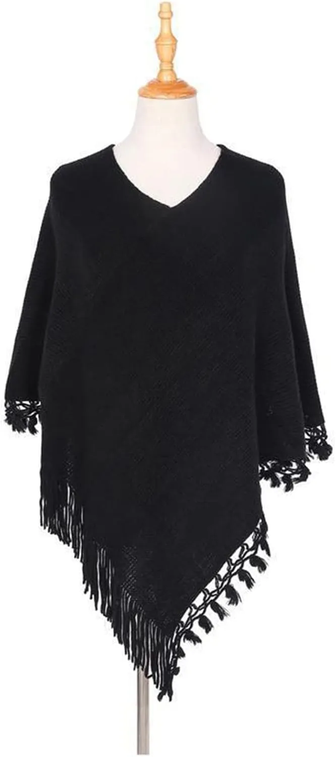 Pashmina Shawls and Wraps Winter Warm Soft Scarf for Women Fringed Edges Long Shawl Sweater Pullover Cape