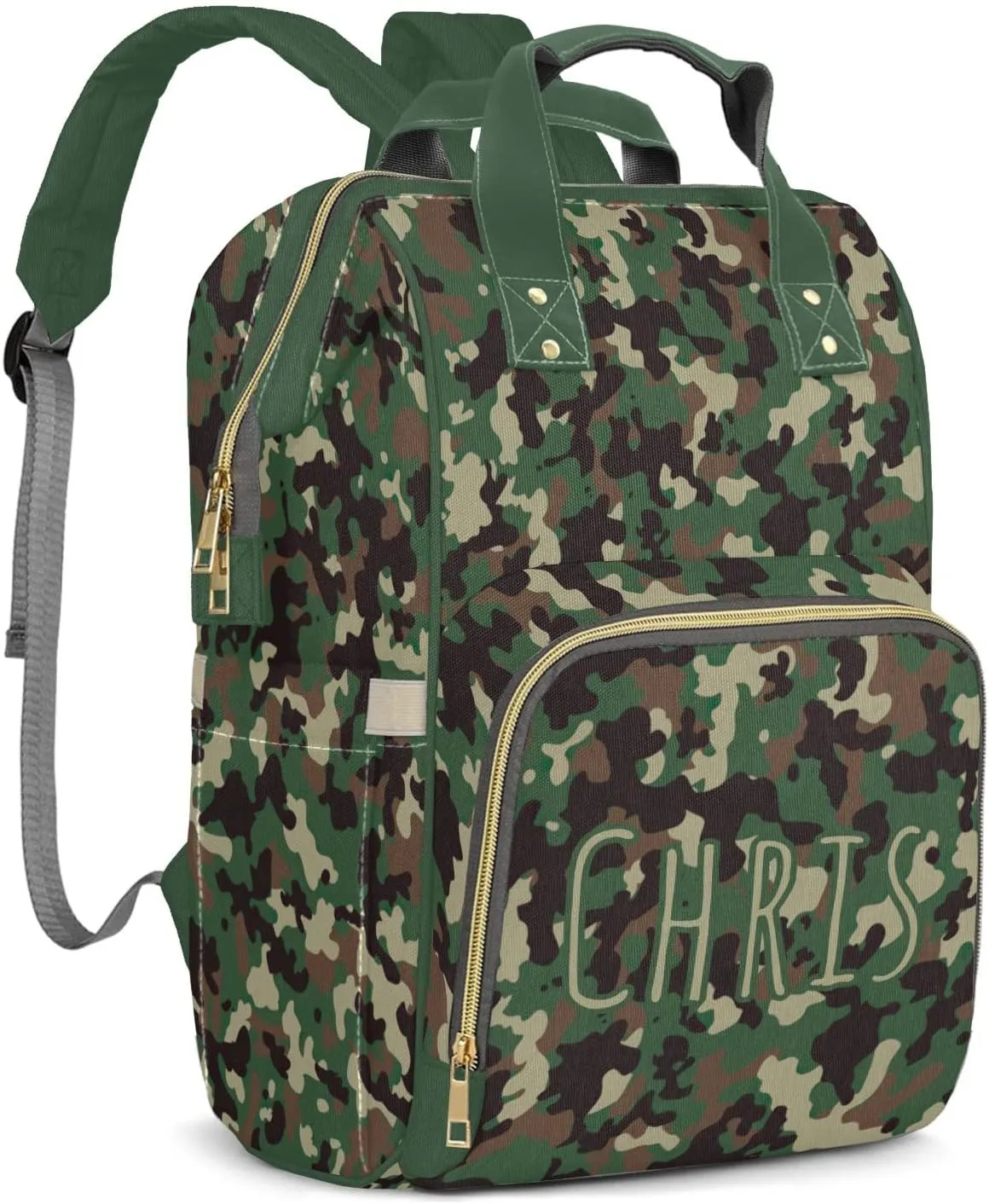 Personalized Camouflage Diaper Bag Shoulder Backpacks with Name Nursing Bags for Boys Girls